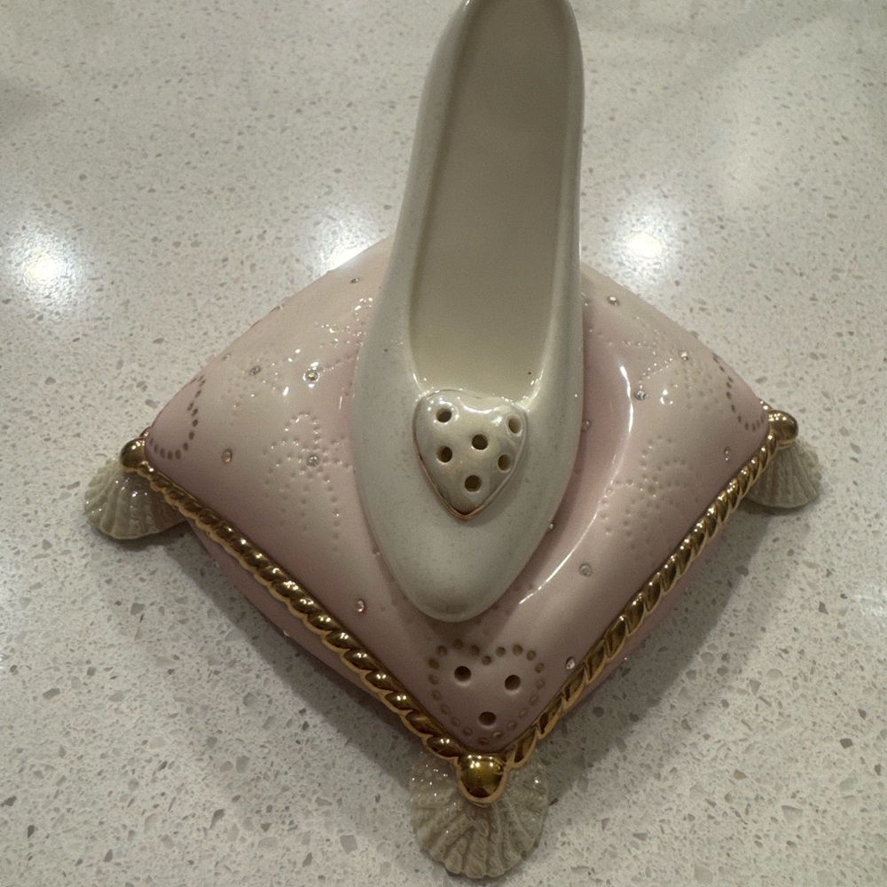 Lenox White and Pink Decorative Shoe on Pillow